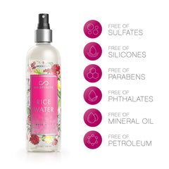 Brillo restaurado sin pesadez tras usar Hairfinity Rice Water Hair Mist.