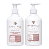 Hairitage Shampoo reparador con biotina en botella, ideal para reparación y brillo.