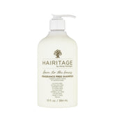 Hairitage champú Esencial, frente de la botella, limpieza suave para cuero cabelludo sensible.