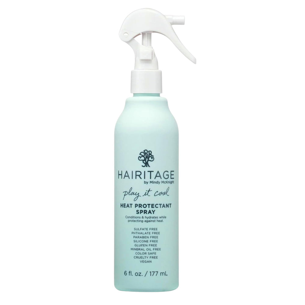 Hairitage Play It Cool: botella del protector térmico para cabello protegido contra el calor.