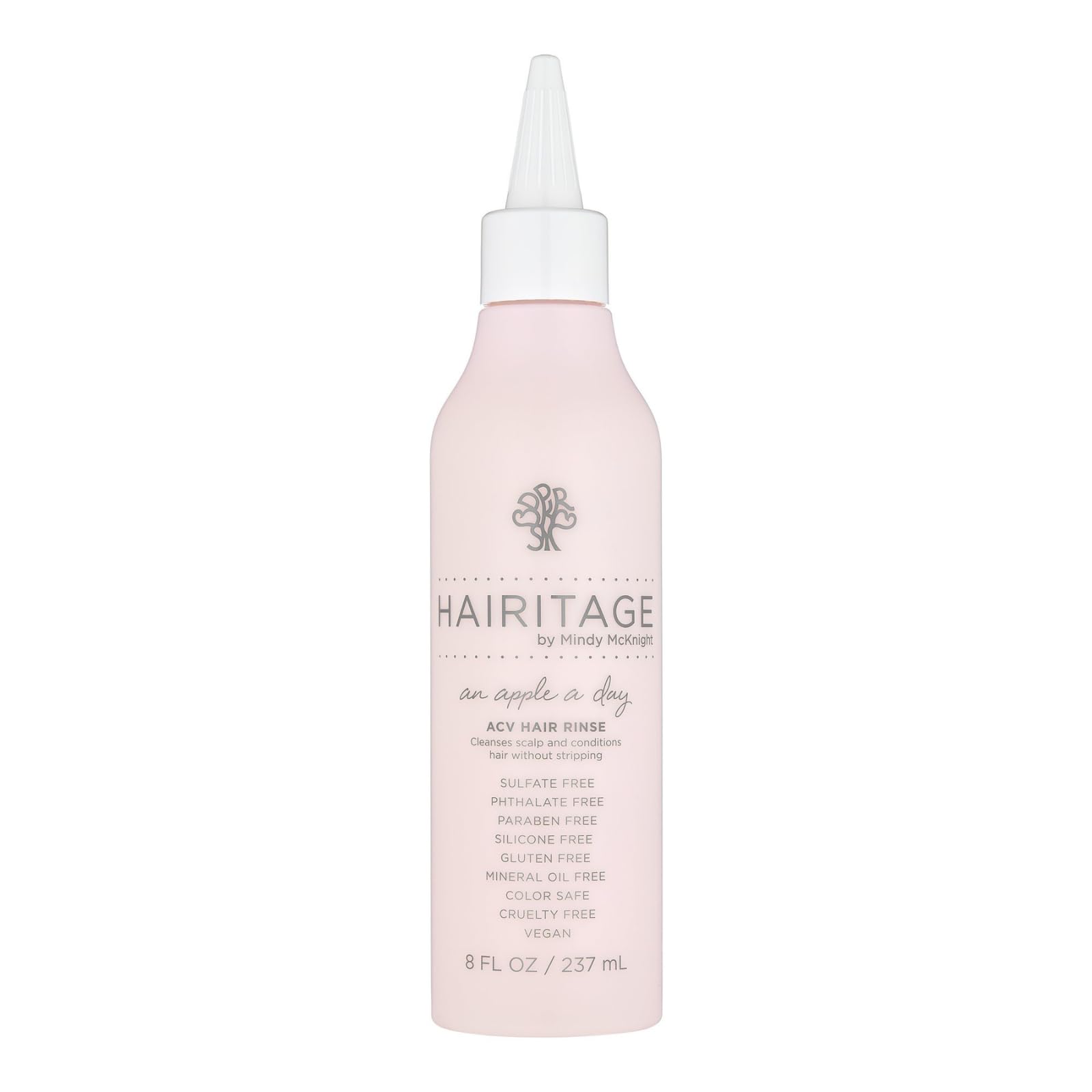 Hairitage shampoo vinagre sidra manzana en botella para cabello suave y brillo.
