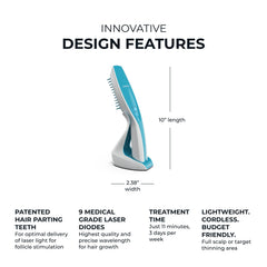 Hairmax Ultima 9 Classic packaging with charging cradle visible.