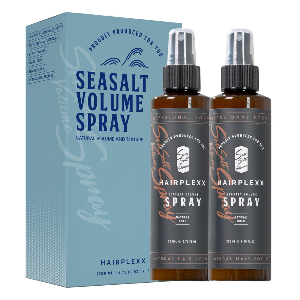 Hairplexx Sea Salt Volume Spray bottle delivering beachy texture and natural fullness.