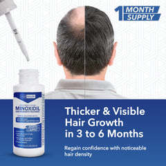 Hair Regen minoxidil five percent bottle on shelf for easy daily routine.