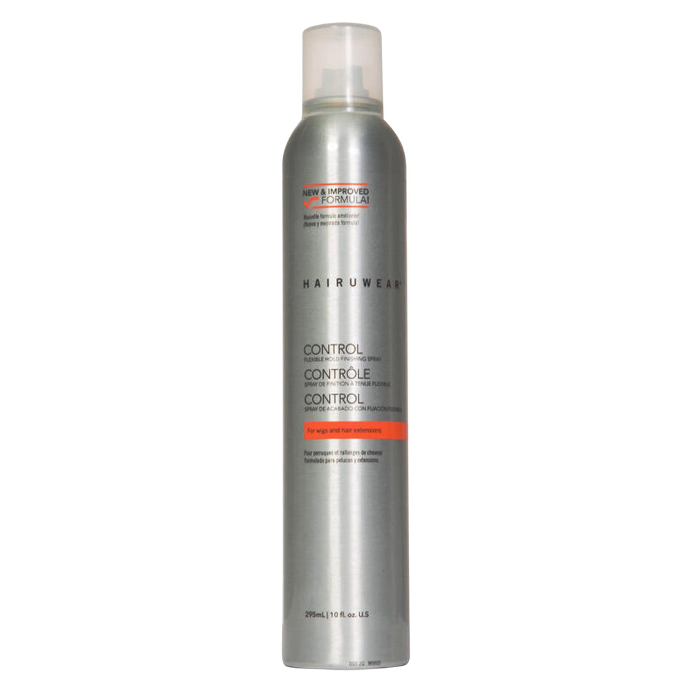 HairUWear strong hold spray bottle ready for wigs and extensions, controls frizz in humidity