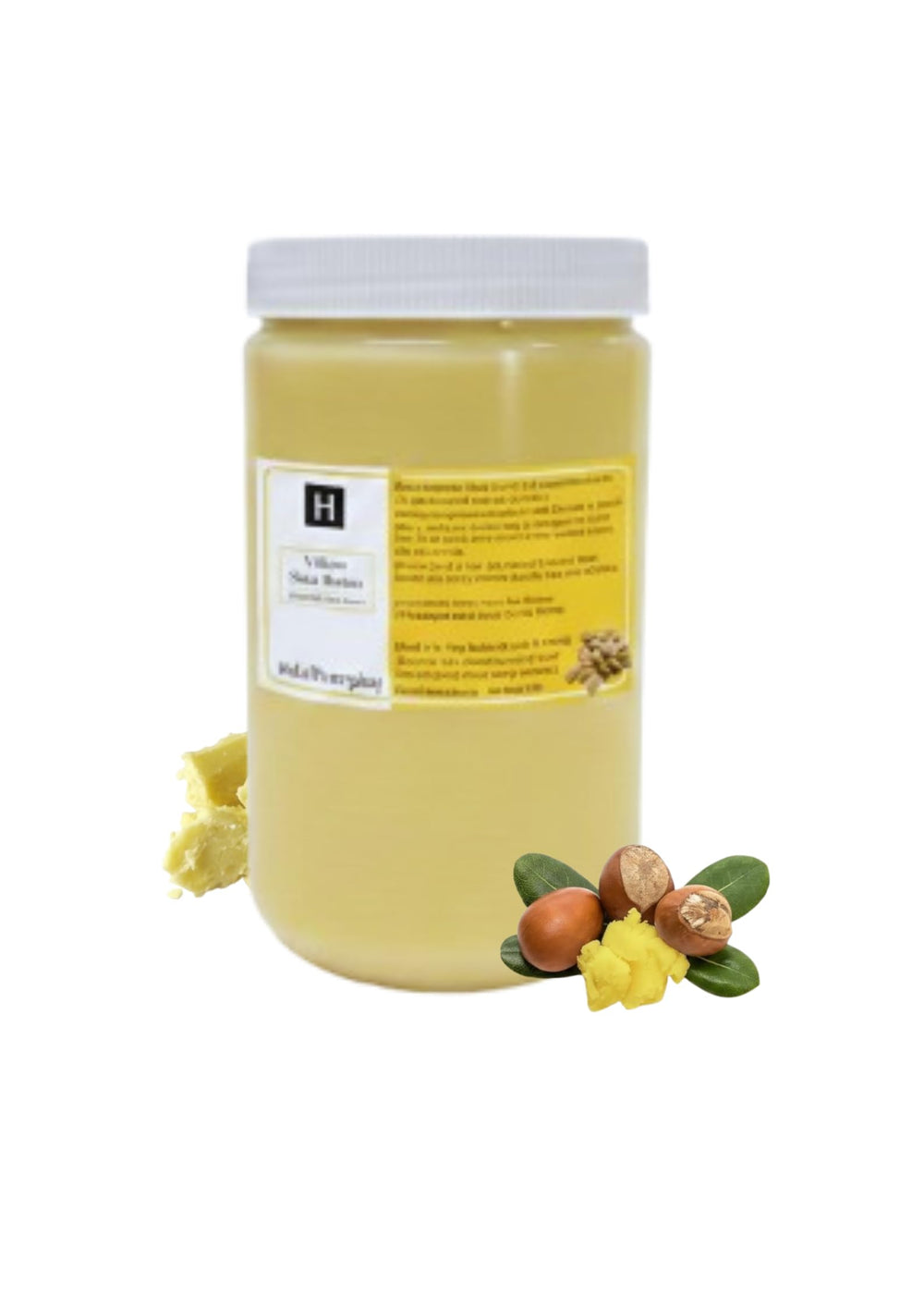 HalalEveryDay yellow shea butter jar with Ghanaian origin, silky texture for daily moisturization.