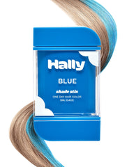 Hally Hair Shade Stix Blue wand applying color for quick festival looks.