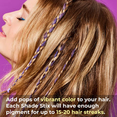 Hally Hair Shade Stix Purple built-in comb ensures even coverage during styling.
