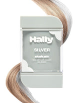 Hally Hair Shade Stix Silver on hair for vibrant, washable color.