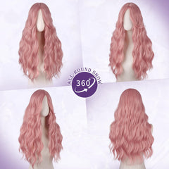 Haloo pink wig with middle part achieves a natural, flattering silhouette.