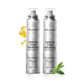 HALOVIDA dry shampoo for dark hair applying invisible spray to refresh roots