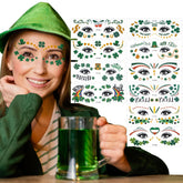 Hamiutci St Patrick's shamrock tattoos sheet 1 on cheek for festive look and easy removal