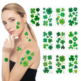 Hamiutci shamrock pattern tattoo sheet for festive Patrick's Day parades.