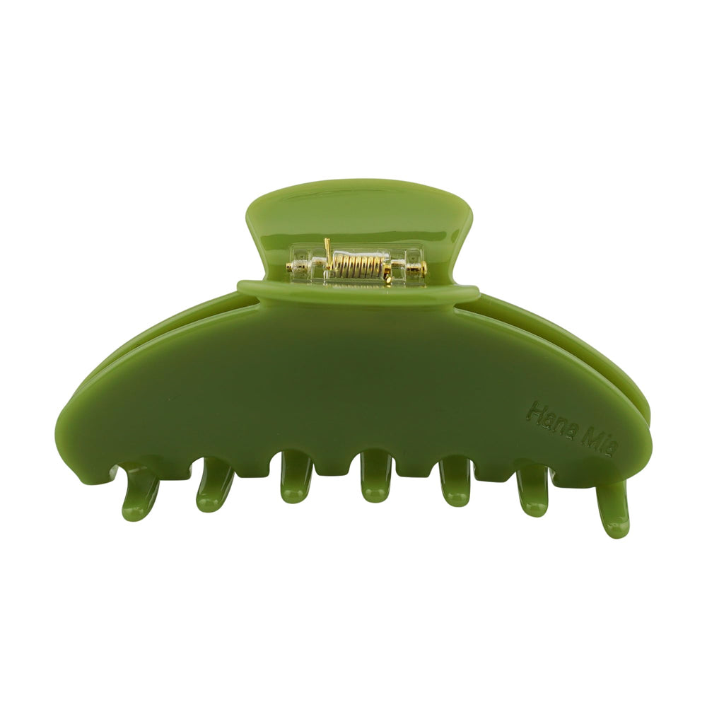 Hana Mia green claw clip large — secure half-up styling, no snag.