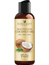 Handcraft Blends Fractionated Coconut Oil bottle offers a fragrance-free, lightweight carrier for skin and hair.