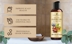 Handcraft Blends jojoba oil on hair strands for shine and softness