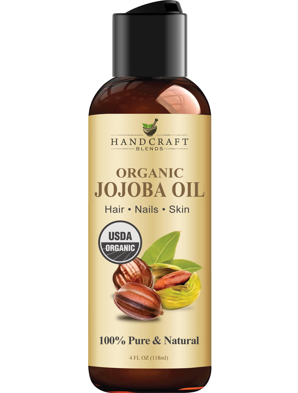 Handcraft Blends USDA Organic Jojoba Oil bottle for skin and hair hydration
