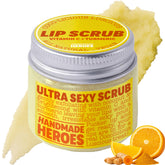 Handmade Heroes exfoliante labial en bote, mejora la hidratación y suavidad de los labios.