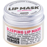 Handmade Heroes lip butter jar for overnight hydration on dry lips.
