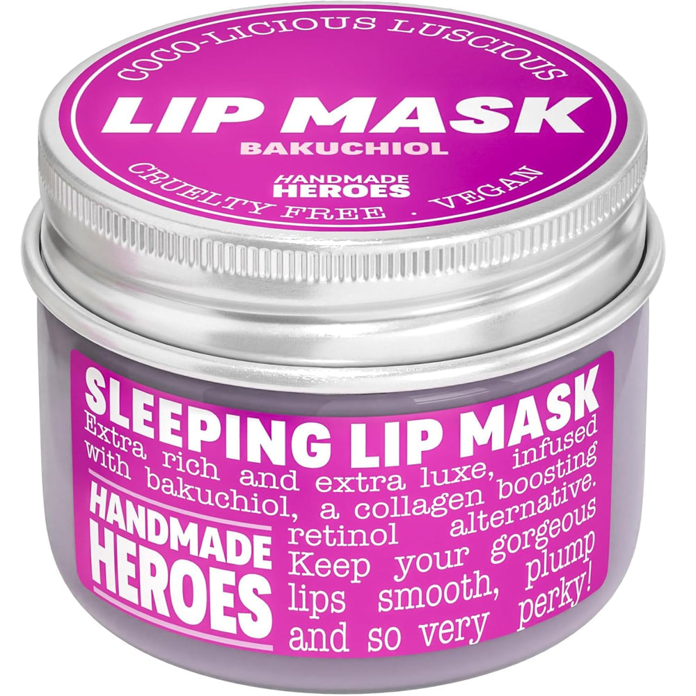 Handmade Heroes lip butter night mask jar shows rich texture for overnight hydration.