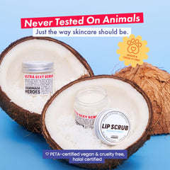 Handmade Heroes vegan cruelty-free packaging logo in clean skincare design.
