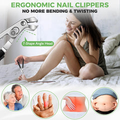 HANDWENG angled head toenail clipper for precise, upright trimming.