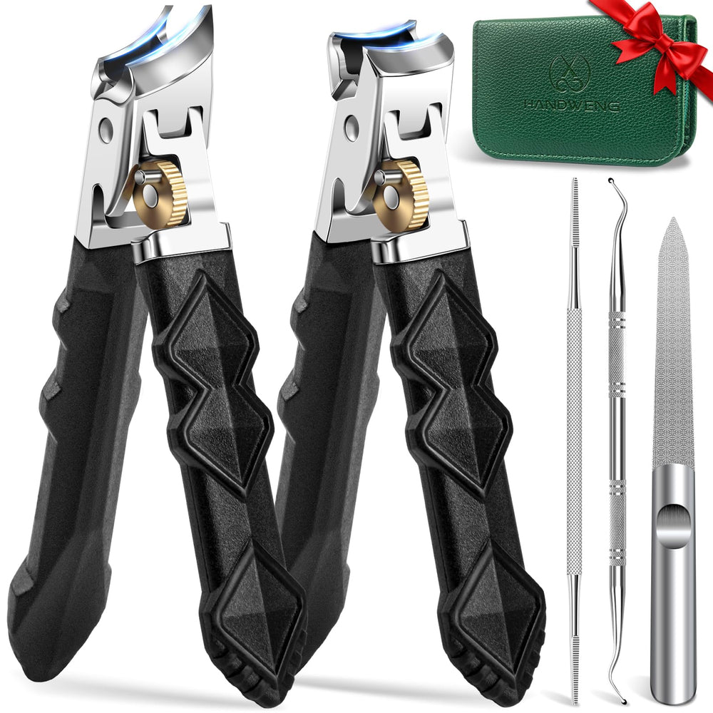 HandWeng wide-jaw toenail clippers for thick nails, smooth trimming.