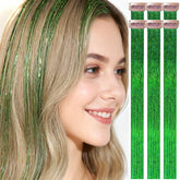 HandWig green hair tinsel extensions for 75-strand fullness and bold party style.