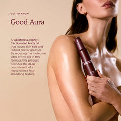 HANNI Good Aura massaged into skin for silky, non-greasy feel.