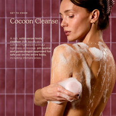 Textura suave de Cocoon Cleanse Serum cuida piel sensible