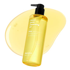 Hanskin PHA Pore Cleansing Oil bottle shown for deep cleansing and makeup removal
