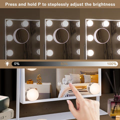 Hansong vanity mirror showcasing 360-degree rotation for flexible makeup angles