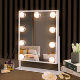 Hansong vanity mirror with LED nine bulbs front view for even, natural lighting