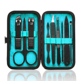 HANTEKAS manicure set case open showing organized tools for travel grooming
