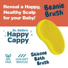 Happy Cappy Beanie Brush paired with cradle cap shampoo to exfoliate flakes safely.