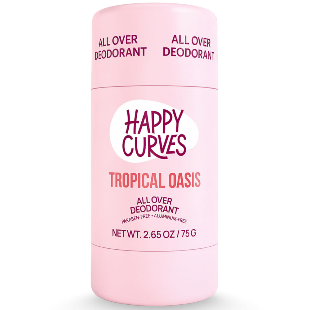 HAPPY CURVES desodorante corporal entero en botella Tropical Oasis para protección diaria