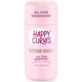 Desodorante Happy Curves para todo el cuerpo en botella, aroma Tahitiana suave y duradero.