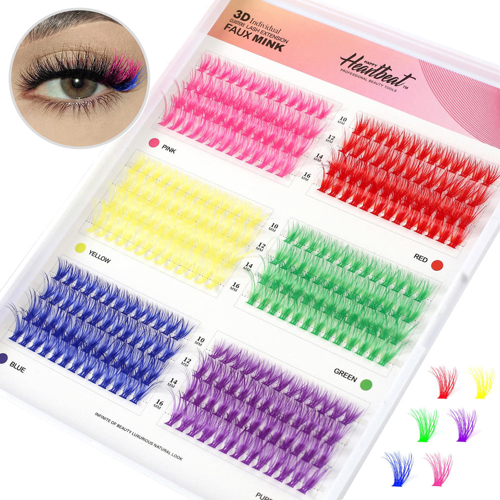 Happy Heartbeat 3D colored lash clusters in a box for fluffy, natural-looking volume.