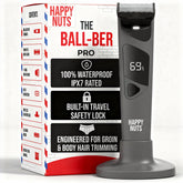 Happy Nuts Ballber Pro charging dock powering the trimmer for easy mornings.