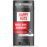 Desodorante Happy Nuts en botella, aroma madera para uso diario en todo el cuerpo