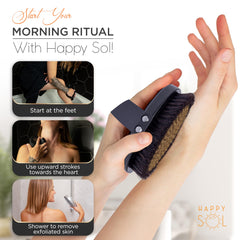 Happy Sol copper dry brush pouch included for travel-friendly care