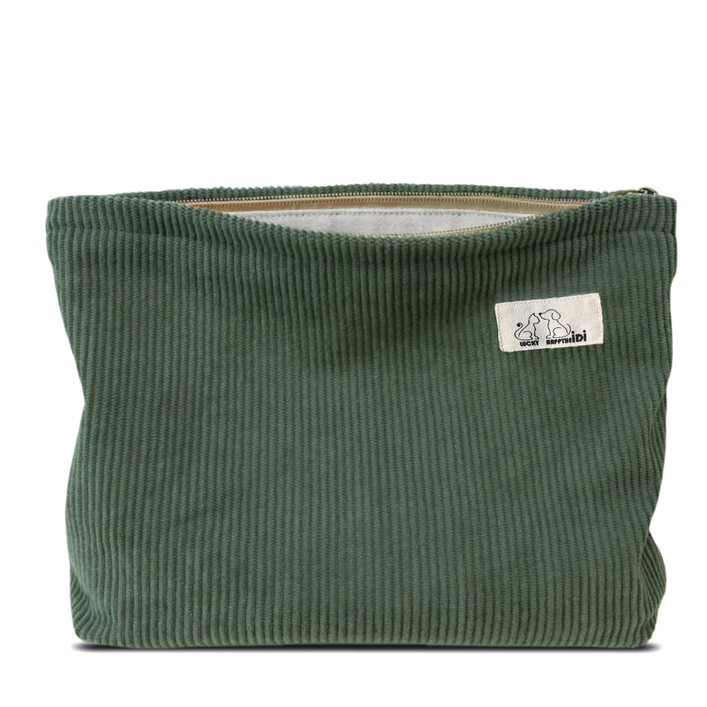 HAPPYHEIDI corduroy makeup bag exterior with durable fabric for travel