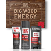 HAPPY NUTS Big Wood Energy Box packaging, a ready-to-gift self-care set.