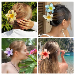 HAPTIME blue plumeria flower clip offers tropical look with secure grip