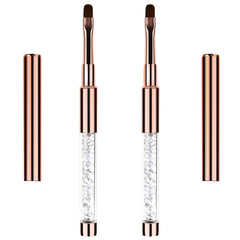 Hariendny oval nail brush with rose gold handle for precise gel art.