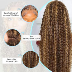 Harmsh 13x6 HD lace-front wig with deep wave supports versatile parting