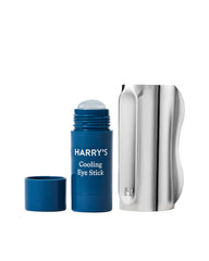 Harry's Cooling Eye Kit eye stick application for under-eye hydration and depuffing.