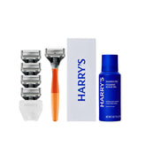 Harry's Ember razor handle close-up with ergonomic non-slip grip for stability