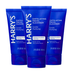 Harry's exfoliating face wash: botella frontal, limpieza suave y exfoliación ligera.
