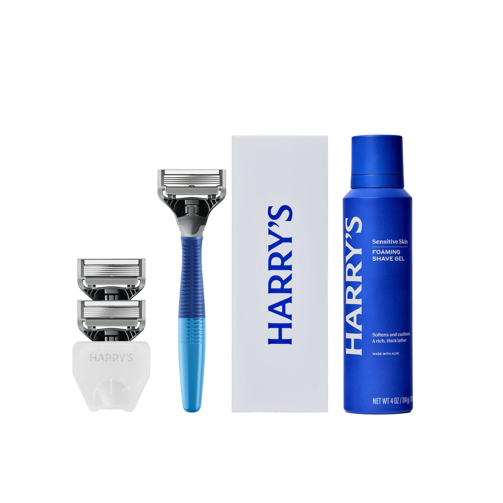 Harry's Original Shaving Kit razor handle with ergonomic, non-slip grip for precise control.